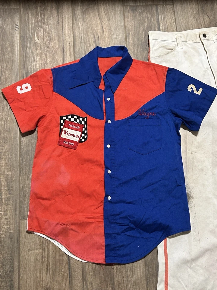 Camisa y pantalones Wayne vintage NASCAR WINSTON AÑOS 60 70 Racing Crew botón Foto 2 de 4