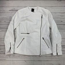 Elizabeth Roberts Womens White Full Zip Jacket Size Large