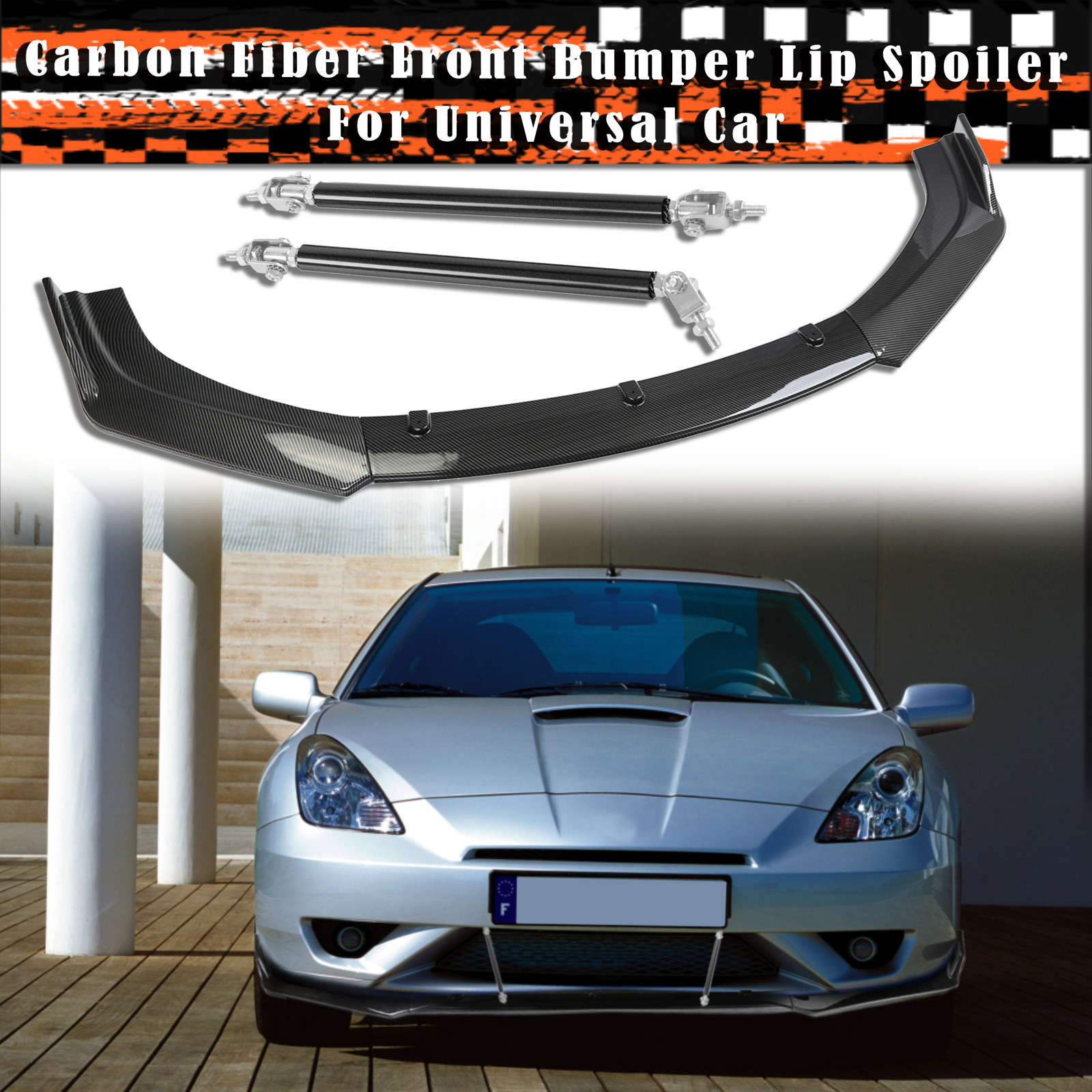 For Toyota Celica 3Pcs Carbon Fiber Front Bumper Lip Splitter Spoiler Universal