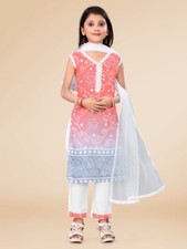 Exciting Stunning New Launch Girls Cotton Printed Kurta Bottom Dupatta set Kids