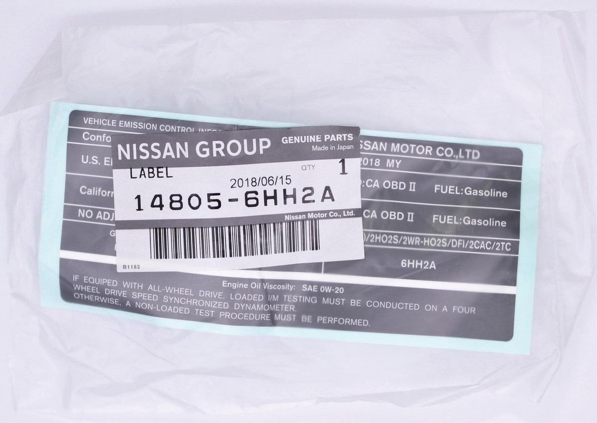 Nissan Emission Label Part Number - 14805-6HH2A | eBay