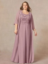 Two Piece Plus Size Mother of the Bride Dress A-Line Wedding Party Dresses Lace