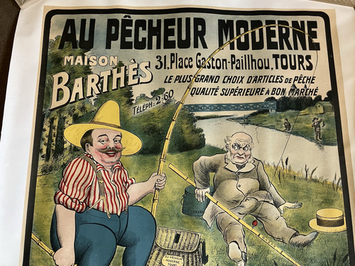 Vintage Original "Au Pecheur Moderne" French Fishing Gear Poster 1900 - Picture 2 of 4