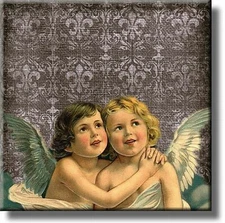 Two Angels Picture on Stretched Canvas, Wall Art Décor, Ready to Hang
