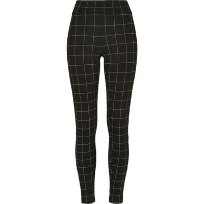 Urban Classics Ladies Check High Waist Leggings Black Karo XS - 5XL