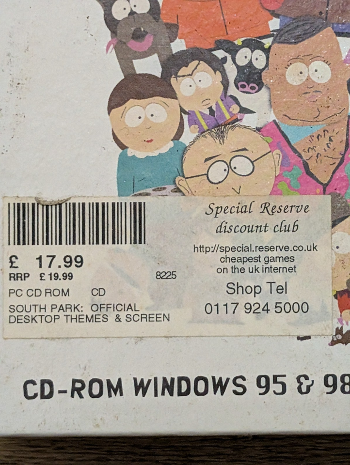 1998 Box Computer Special Reserve South Park Official PC Desktop & Screensaver Big Box ...