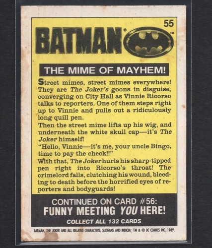 JACK NICHOLSON 1989 Topps BATMAN Movie Trading Card #55 PSA - Bild 2 von 2