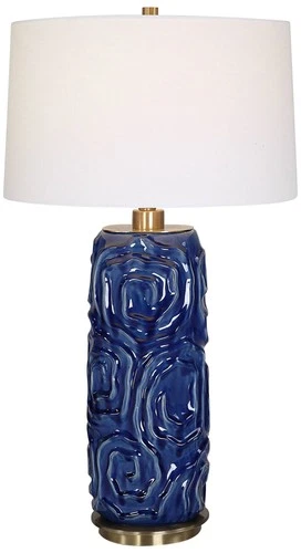 Uttermost Zade 33" High Modern Ceramic Blue Table Lamp - Picture 2 of 6