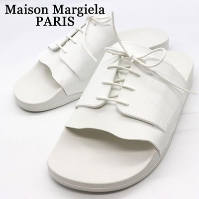 Maison Margiela White Leather Slide Sandals 25.5cm New with Box