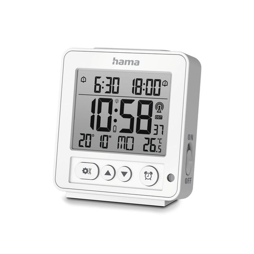 HAMA Digitaler Funkwecker "Rhodos", LCD, Weiß (00185894) #1906936