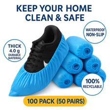 Disposable Shoe Covers 100 Pack Waterproof Non Slip Booties Shoe Protector Large