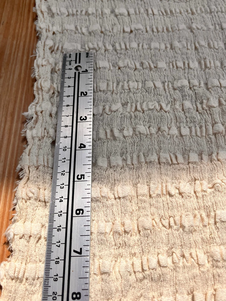 Neutral Undyed Textured Cotton Stretchy Crinkle Fabric,  By 2 Meters. - Image 2 of 4