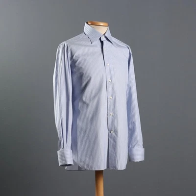 Chemise Ferragamo Homme Coton à Rayures Taille M/L Second Hand Originale - Photo 1/4