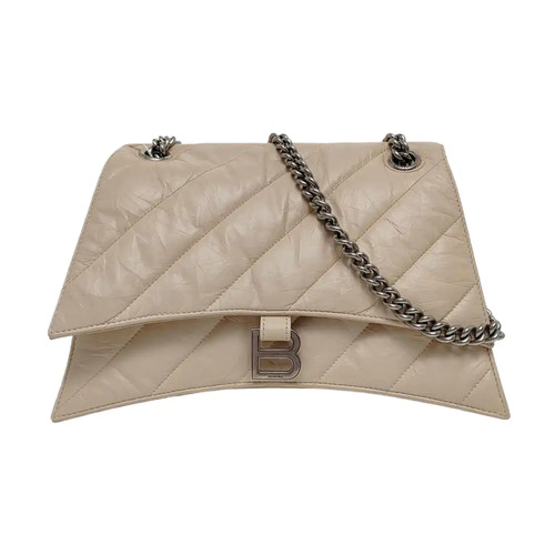 BALENCIAGA Crush Handbags Leather Beige Free Shipping | Duties Paid