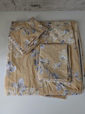 Dunelm Double Duvet Cover Set Yellow Ochre Grey Floral Reversible Striped Beddin