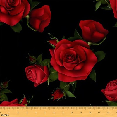 Feelyou 3D Rose Upholstery Fabric - Rose Floral Print Outdoor Garden Botanical