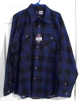 NWT MEN'S MERRILL & FORBES ''FLANNEL COUNTRY'' BLUE PLAID SHIRT  * SIZE XL