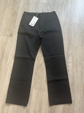 Sezane Ciara Trouser Pants Size US 8 Black High Rise Stretch Cotton Paris