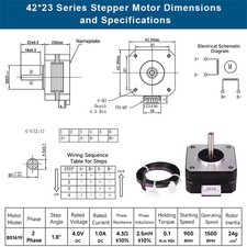 Nema 17 Stepper Motor 2-Phase Hybrid 1.5A 4-Lead 42BYGH for CNC 3D Printer