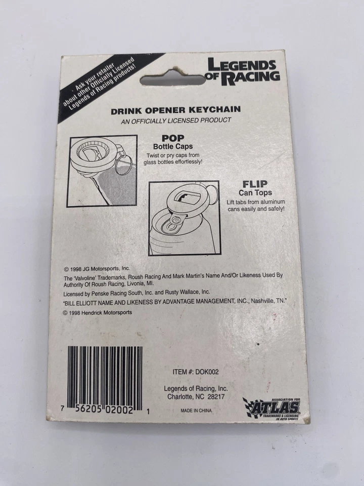 1998 Vintage Legends of Racing Rusty Wallace 2 Bottle Opener Keychain Nascar New - Image 2 of 2