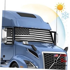 Semi Truck Sun Shade for Windshield and Side Window   Retractable US Flag