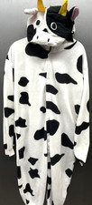 Pijama con capucha de vaca para adultos talla pequeña botón suave acogedor disfraz de Halloween