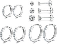 Dlihc Sterling Silver Hoop Earrings Stud for Women...