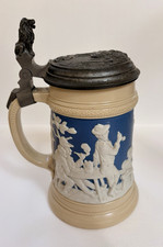 Antique 1896 Mettlach Beer Stein No. 2182 — Peasants Bowling