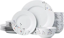 Amazon Basics Dinnerware Set, Microwave and Dishwasher Safe, Service for 6, 18-P