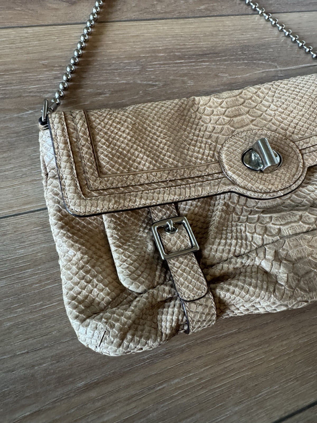 Y2K Coach 14802 Python Embossed Leather Beige Sho… - image 4