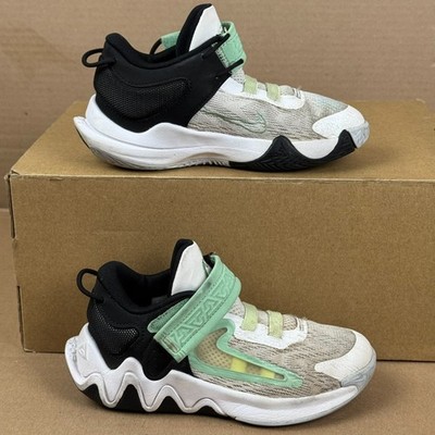 Nike Team Hustle D 11 PS Kids 12C White Green Black Basketball Shoes DQ1942-101