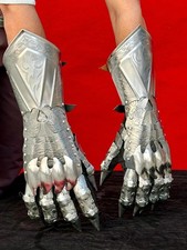 Negro Medieval Nazgul Guantes Usables Conjunto Par Armadura Batalla Acero Arm...