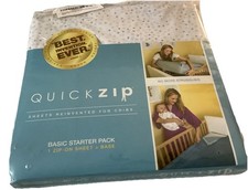 NUEVO Juego de sábanas con cremallera Quickzip fácil cambio para colchón de cuna de bebé puntos blancos grises