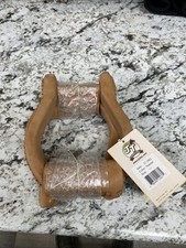Oxbow Western Horse Stirrups Pair - Leather Oxbow Stirrups with Treads Brand New