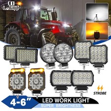 Pair Led Work Lights Spot Flood Beam Offroad Tractor Excavator Backhoe 12v 24v