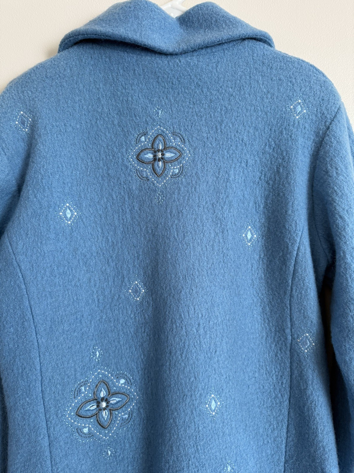 Vtg Carson Blue Wool Toggle Closure Embroidered L… - image 6