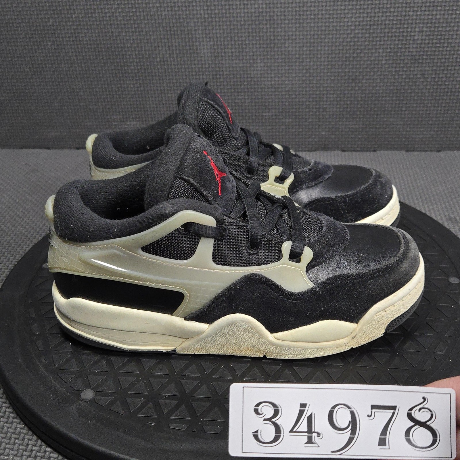 Nike Air Jordan Shoes Kids Size 11.5C Black Beige Basketball Sneakers FQ7936-006