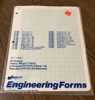 Vintage Unopened National Engineering Forms 12-280 Graph Paper 10 Sq Per Inch