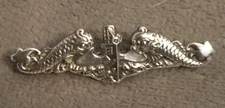 VTG Balfour Sterling Silver US Navy Submarine Dolphin Badge Pin I-B Pinback