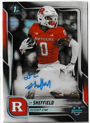 2025 Bowman U Chrome White Refractor Auto /15 DT Sheffield Rutgers