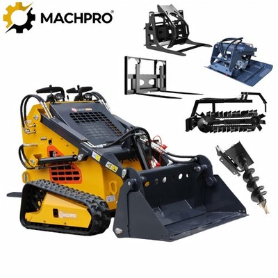 Mini Skid Steer Loader 24HP 4-in-1 Bucket 3-Stage Pump Hydraulic System 3 pumps