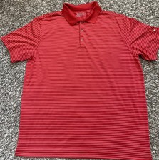 Nike Golf Tour Performance Dri-Fit Polo Men XL Red White Stripes Short Sleeve
