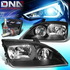 FOR 2005-2007 FORD FOCUS REPLACEMENT HEADLIGHT LAMPS W/LED KIT+COOL FAN BLACK
