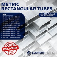 Aluminium Rectangular Tube – 25–100mm – 1 Metre – Mill Finish – 6063-T6