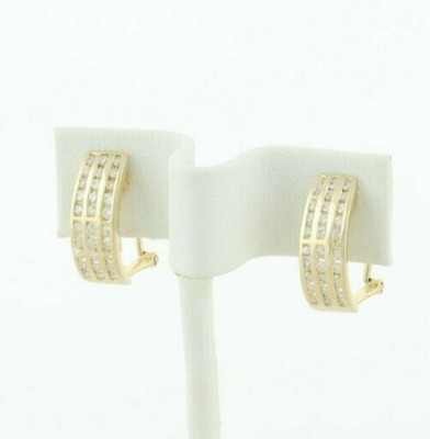 14k Gelbgold 0,80tcw Diamant Ohrringe Halbcreolen Omega Boden 3,8gramm
