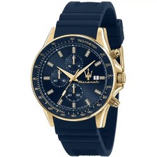 Maserati Sfida Men's Chronograph Watch - Blue Dial Silicone Strap - R887164000