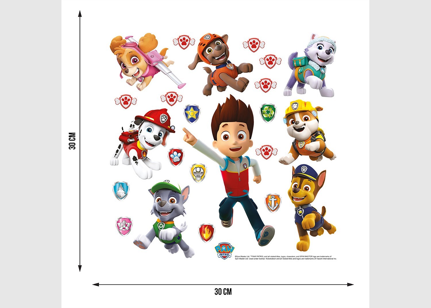 PAW Patrol Wall STICKERS 30x30cm decals SET kids bedroom unisex children decor
