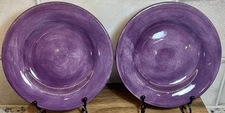 2 Tabletops Unlimited Espana Plum Purple Hand Painted Salad Dessert Plates 8.5”