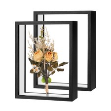 2-Pack Dried Flower Frame, 6 x 8 Inch Wooden Shadow Box Frame Black