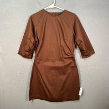ASOS Design Womens Size 8 Brown Cotton Mini Dress 3/4 Sleeves & Back Zipper